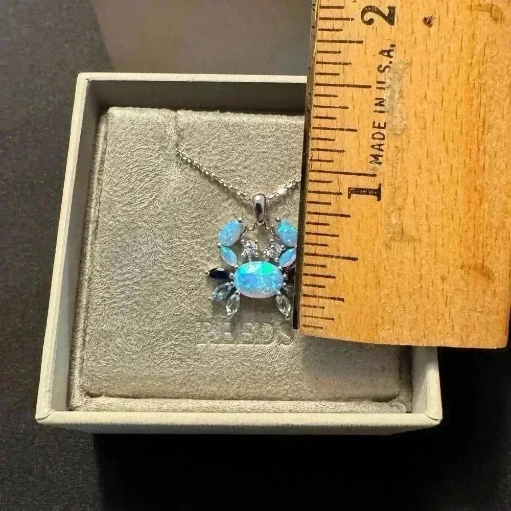 Crab Pendant with Created Gems (Blue Opal, Blue Topaz, and Sapphire) (NWOT) - Picture 4 of 5